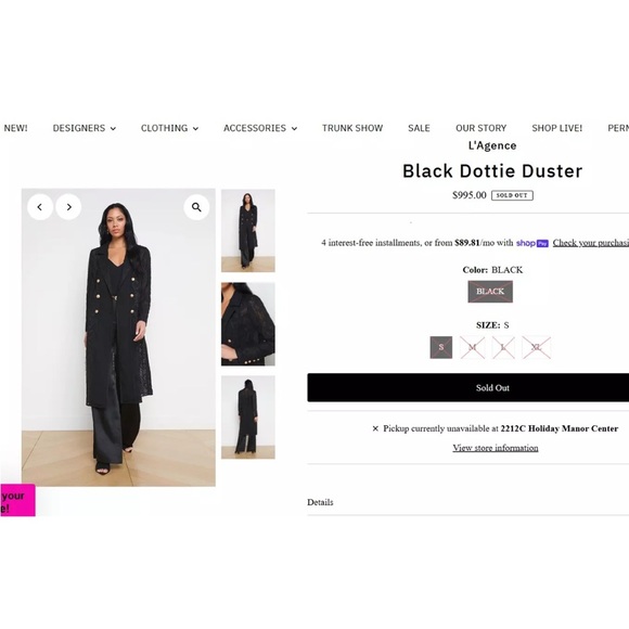 NWT L'Agence Dottie Lace Trench Duster Summer Topper Coat in Black sz M
$995 - Picture 7 of 7